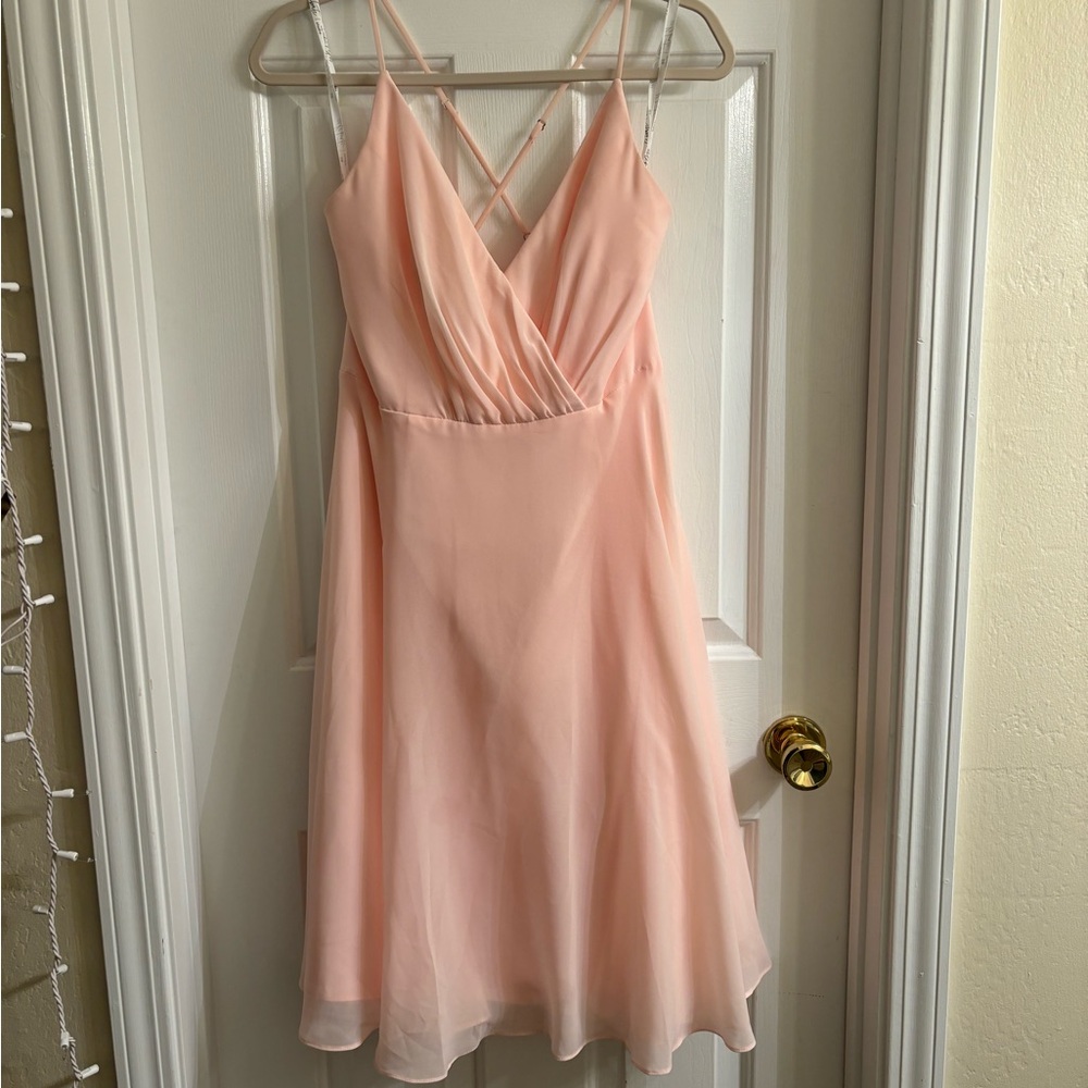 Elegant Peach Spaghetti Strap Dress